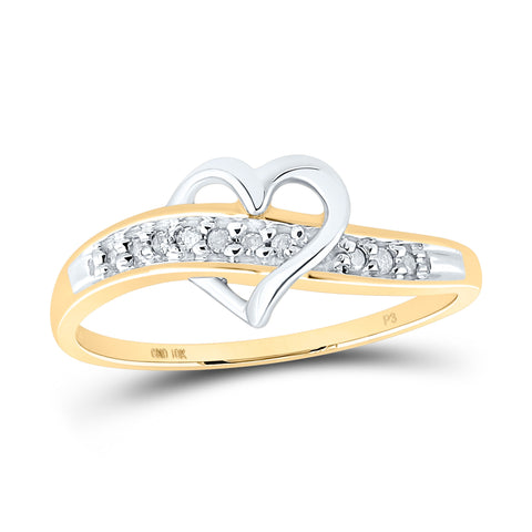 10kt Yellow Gold Womens Round Diamond Heart Ring 1/20 Cttw