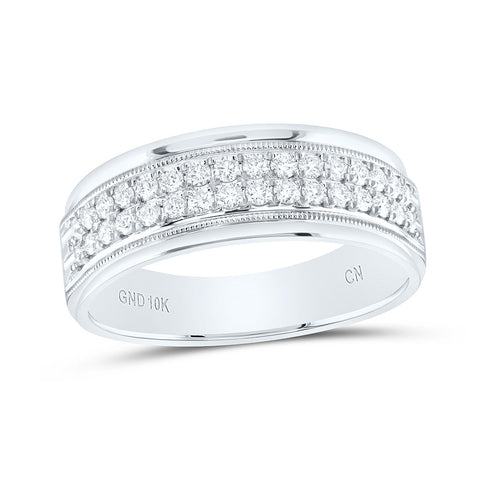 10kt White Gold Mens Round Diamond Wedding Machine Set Band Ring 1/2 Cttw