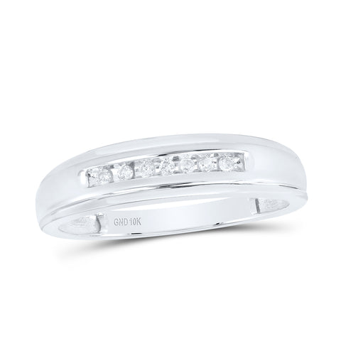 10kt White Gold Mens Round Diamond Wedding Band Ring 1/12 Cttw