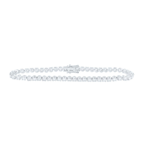 14kt White Gold Womens Round Diamond Studded Tennis Bracelet 3 Cttw