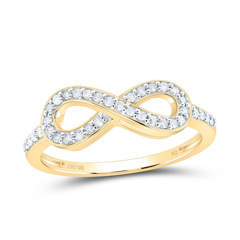 10kt Yellow Gold Womens Round Diamond Infinity Ring 1/5 Cttw