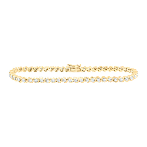 10kt Two-tone Gold Womens Round Diamond Tennis Bracelet 2 Cttw