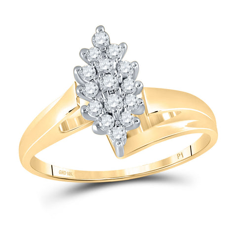 10kt Yellow Gold Womens Round Diamond Marquise-shape Cluster Ring 1/4 Cttw