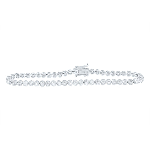 14kt White Gold Womens Round Diamond Timeless Tennis Bracelet 1 Cttw