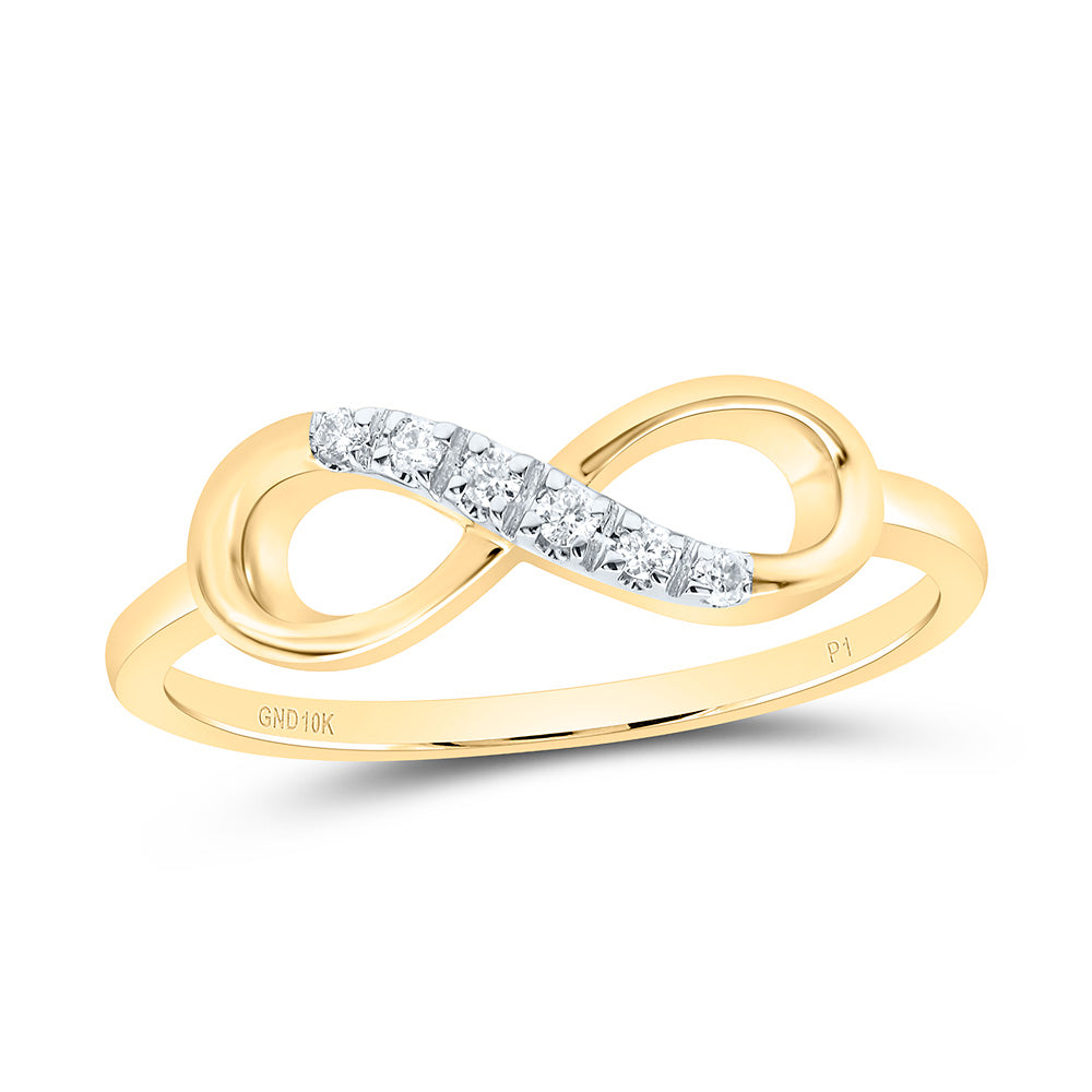 10kt Yellow Gold Womens Round Diamond Infinity Ring 1/20 Cttw