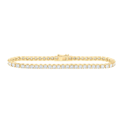 10kt Yellow Gold Womens Round Diamond Tennis Bracelet 1 Cttw