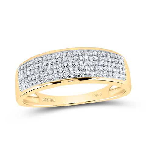 10kt Yellow Gold Mens Round Diamond Wedding Band Ring 3/8 Cttw