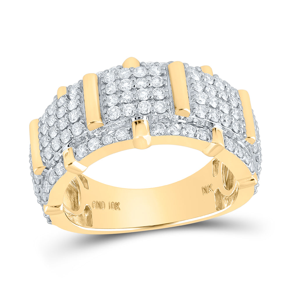 10kt Yellow Gold Mens Round Diamond Pave Band Ring 2 Cttw