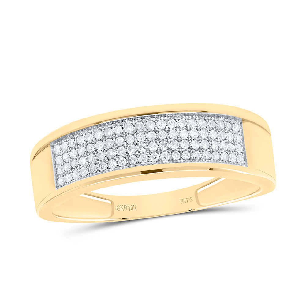 10kt Yellow Gold Mens Round Diamond Wedding Band Ring 1/4 Cttw