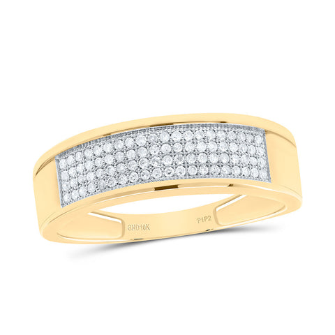 10kt Yellow Gold Mens Round Diamond Wedding Band Ring 1/4 Cttw