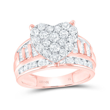 10kt Rose Gold Round Diamond Heart Bridal Wedding Engagement Ring 2 Cttw