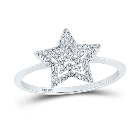 10kt White Gold Womens Round Diamond Star Ring 1/20 Cttw