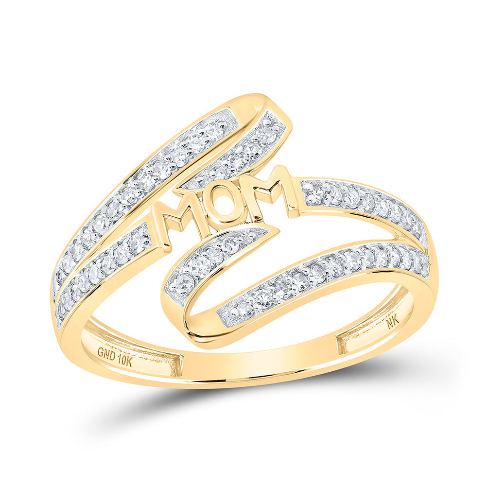 10kt Yellow Gold Womens Round Diamond Mom Ring 1/4 Cttw