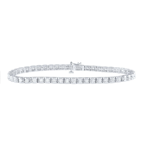 14kt White Gold Womens Round Diamond Studded Tennis Bracelet 1-1/2 Cttw