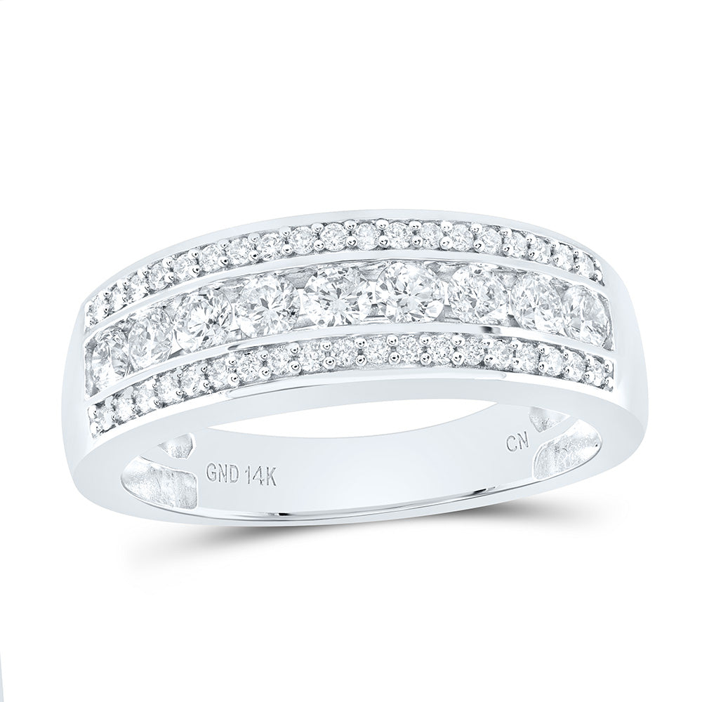 14kt White Gold Mens Round Diamond Band Ring 1 Cttw