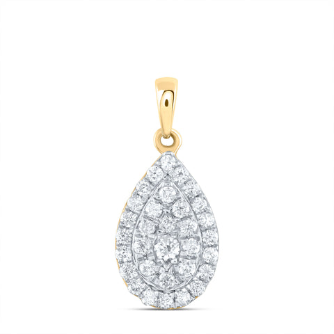 10kt Yellow Gold Womens Round Diamond Teardrop Pendant 1/2 Cttw