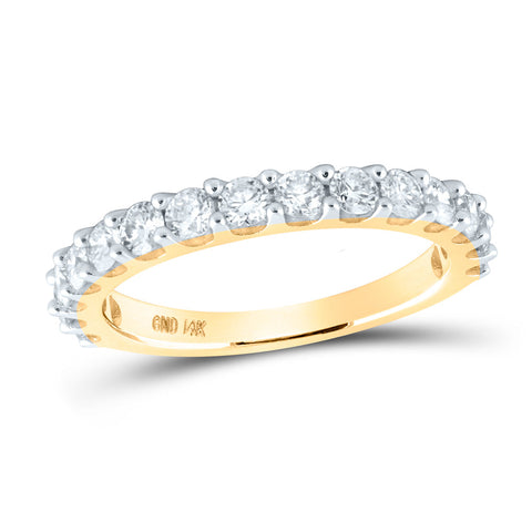 14kt Yellow Gold Womens Round Diamond Wedding Anniversary Band 1 Cttw