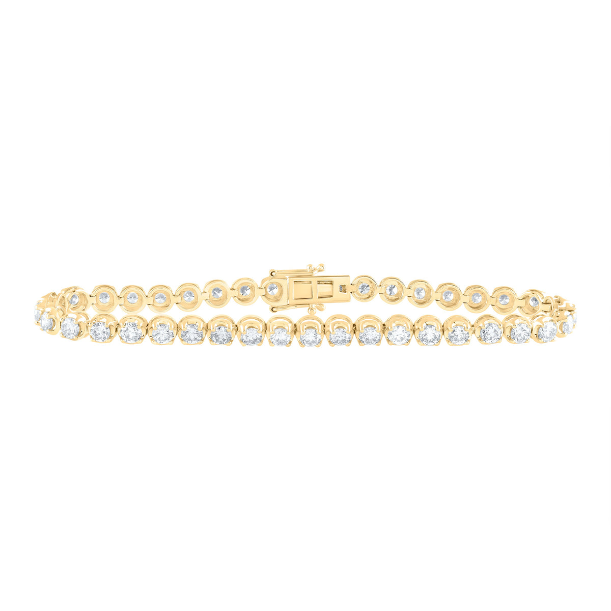 14kt Yellow Gold Womens Round Diamond Studded Tennis Bracelet 5 Cttw