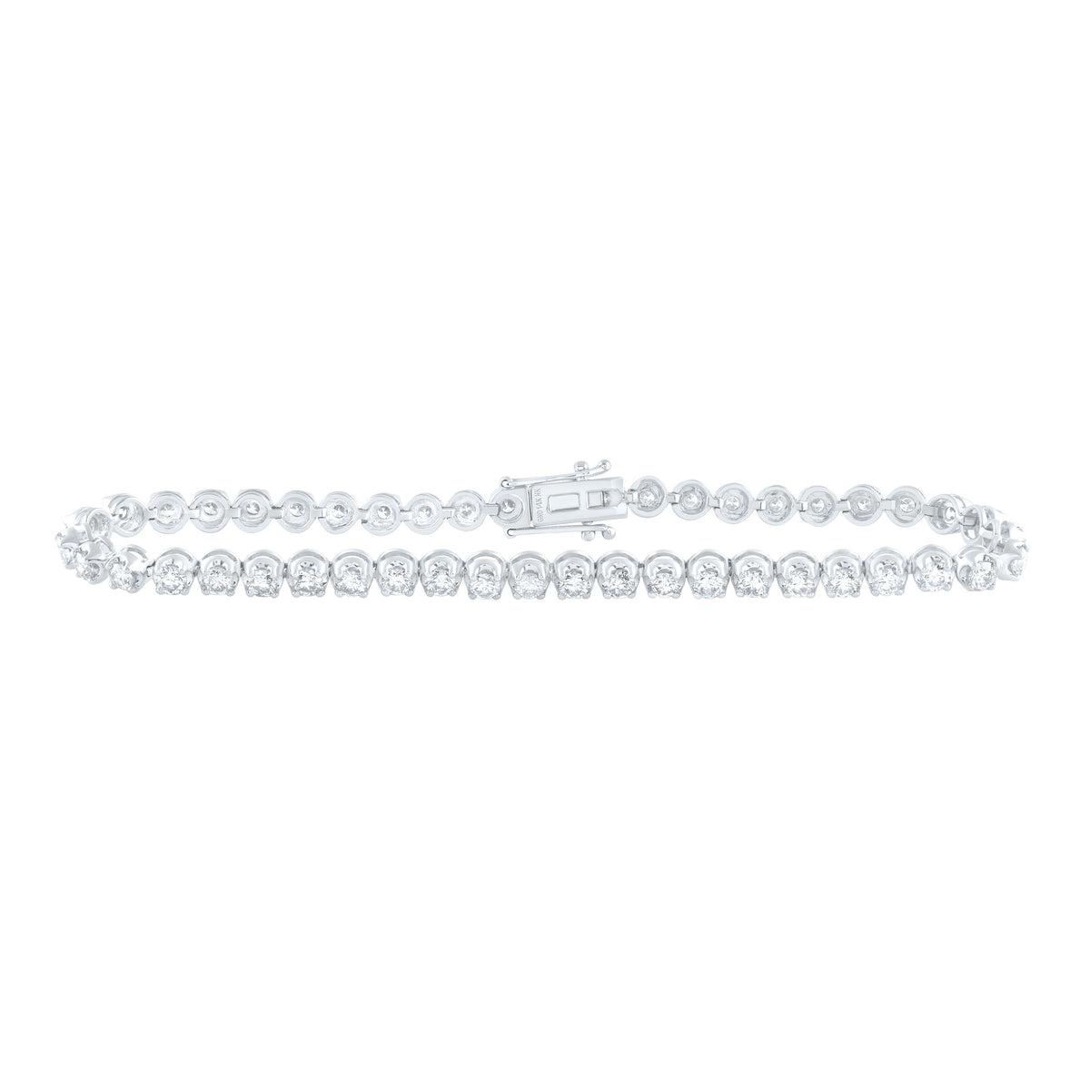 14kt White Gold Womens Round Diamond Classic Tennis Bracelet 4 Cttw