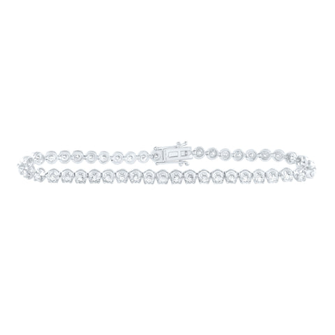 14kt White Gold Womens Round Diamond Classic Tennis Bracelet 4 Cttw