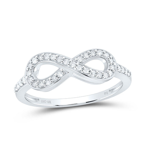 10kt White Gold Womens Round Diamond Infinity Ring 1/5 Cttw