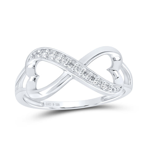 Sterling Silver Womens Round Diamond Infinity Fashion Band Ring 1/10 Cttw