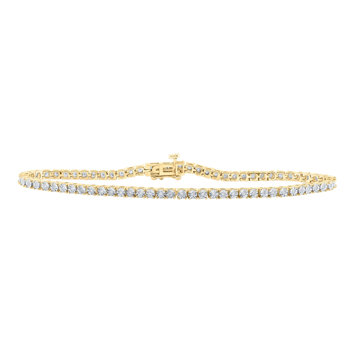 Sterling Silver Womens Round Diamond Single Row Fashion Bracelet 1/3 Cttw