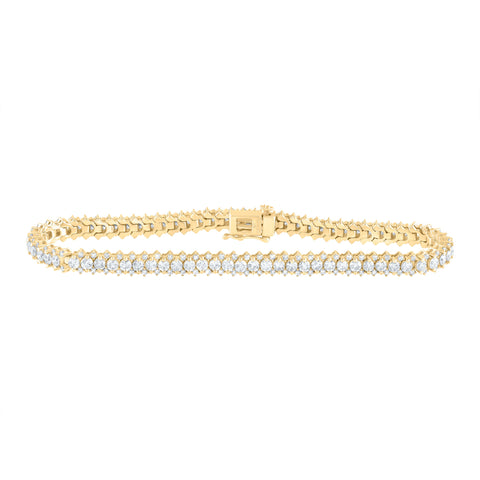 14kt Yellow Gold Womens Round Diamond Single Row Tennis Bracelet 5 Cttw