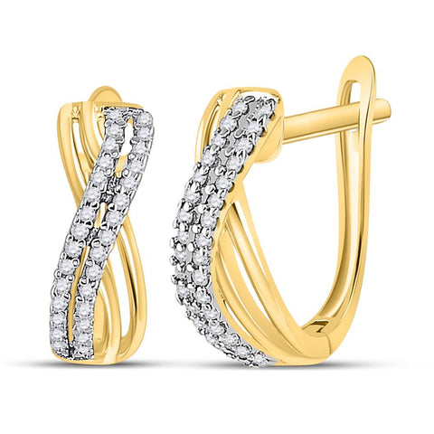 10kt Yellow Gold Womens Round Diamond Hoop Earrings 1/5 Cttw