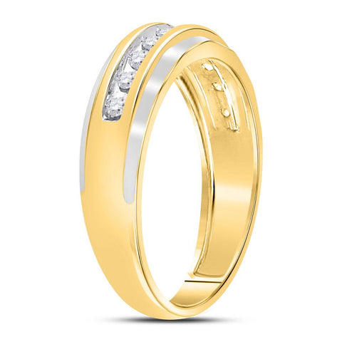 10kt Two-tone Gold Mens Round Diamond Wedding Band Ring 1/4 Cttw