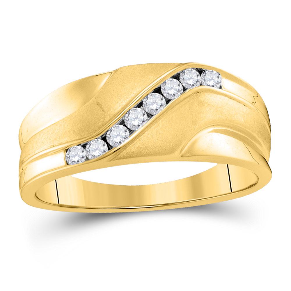 10kt Yellow Gold Mens Round Diamond Wedding Band Ring 1/4 Cttw