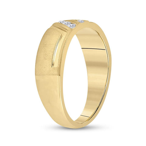 14kt Yellow Gold Mens Round Diamond Wedding Band Ring 1/6 Cttw