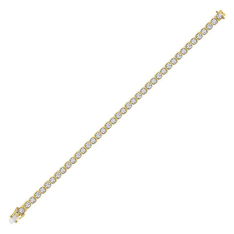 10kt Yellow Gold Mens Round Diamond Cluster Fashion Bracelet 3 Cttw