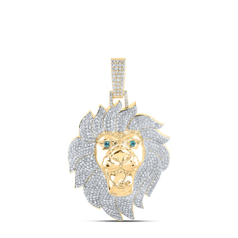 10kt Yellow Gold Mens Round Diamond Lion Face Charm Pendant 5 Cttw