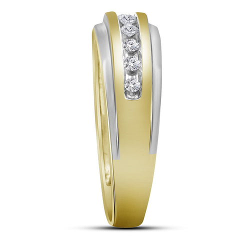 14kt Yellow Gold Mens Round Diamond Wedding Band Ring 1/4 Cttw