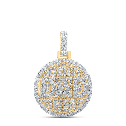 10kt Yellow Gold Mens Round Diamond Circle Dad Charm Pendant 1/2 Cttw