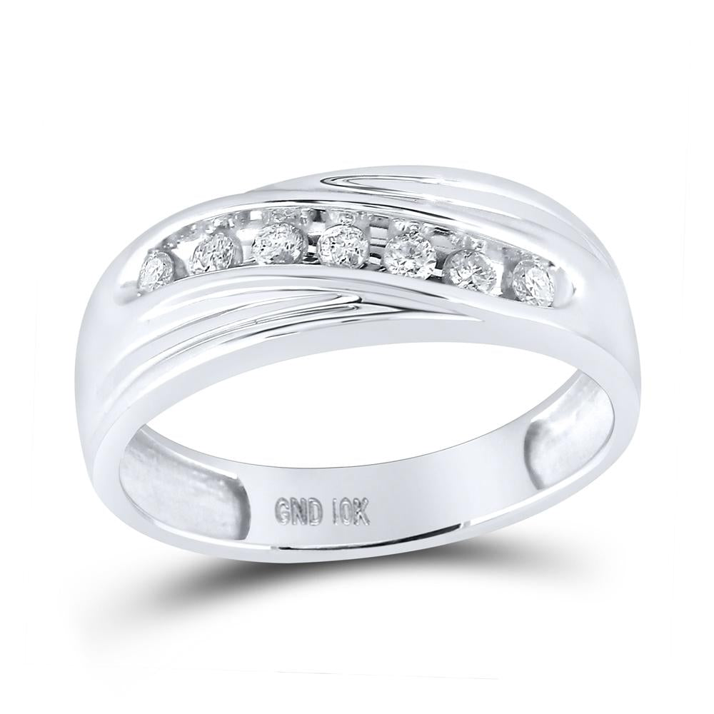 14kt White Gold Mens Round Channel-set Diamond Wedding Anniversary Band Ring 1/4 Cttw