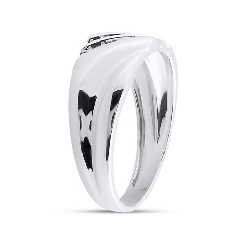 Sterling Silver Mens Round Channel-set Diamond Wedding Band Ring 1/8 Cttw