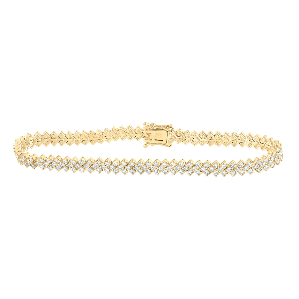 14kt Yellow Gold Womens Round Diamond Tennis Bracelet 2-1/2 Cttw