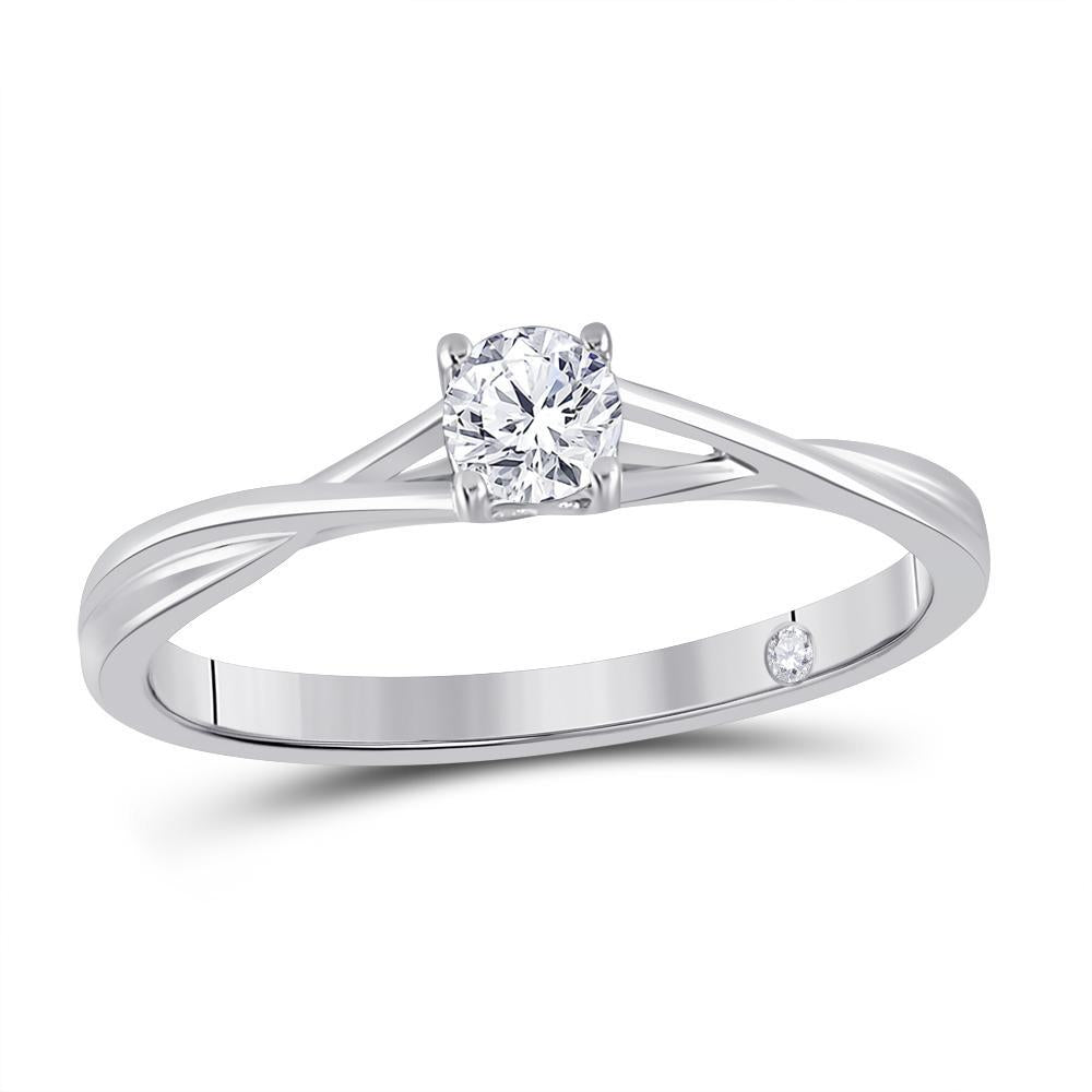 14kt White Gold Womens Round Diamond Solitaire Bridal Wedding Engagement Ring 1/4 Cttw