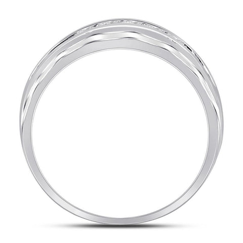 10kt White Gold Mens Round Diamond Wedding Band Ring 1/4 Cttw