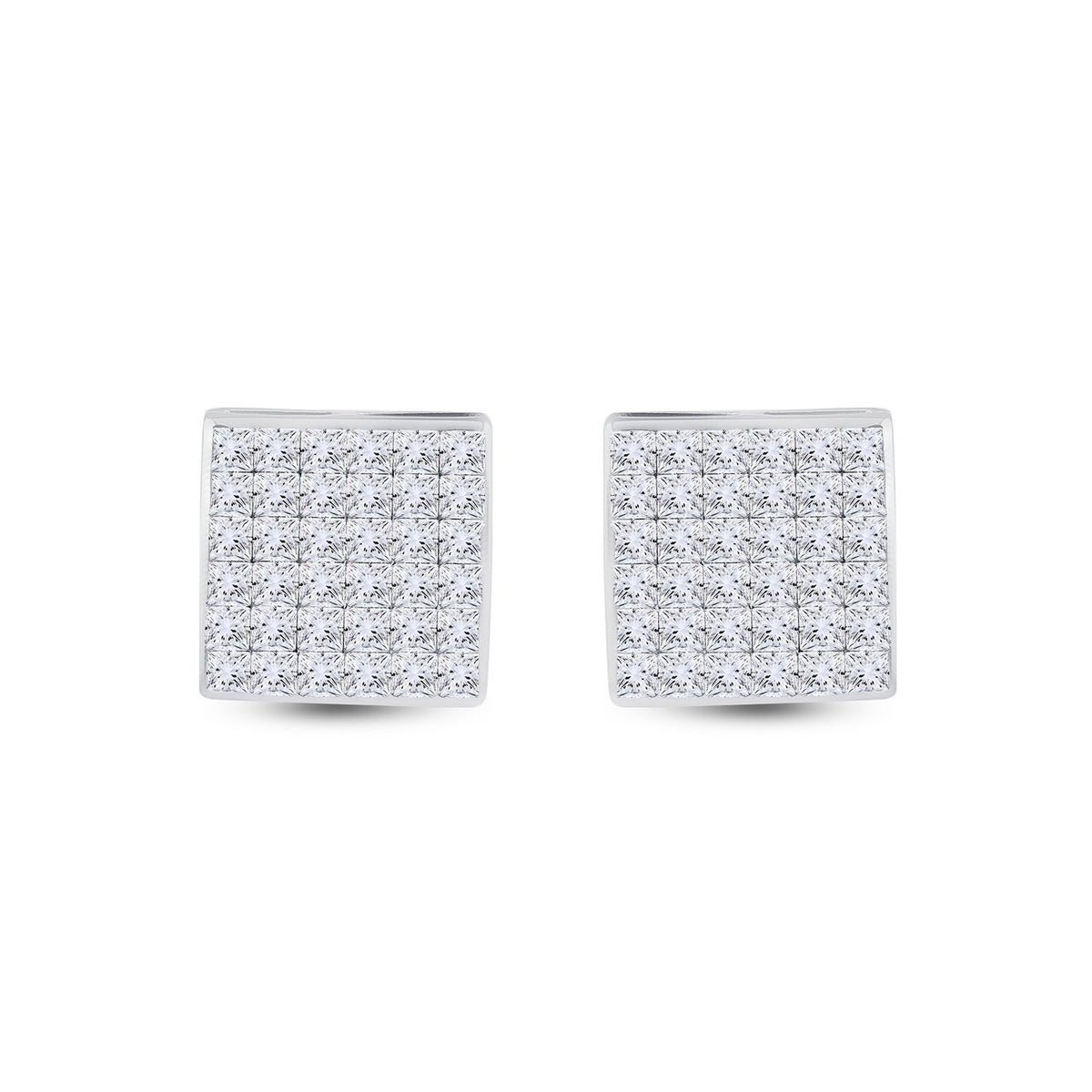 14kt White Gold Womens Princess Diamond Square Earrings 1-1/2 Cttw