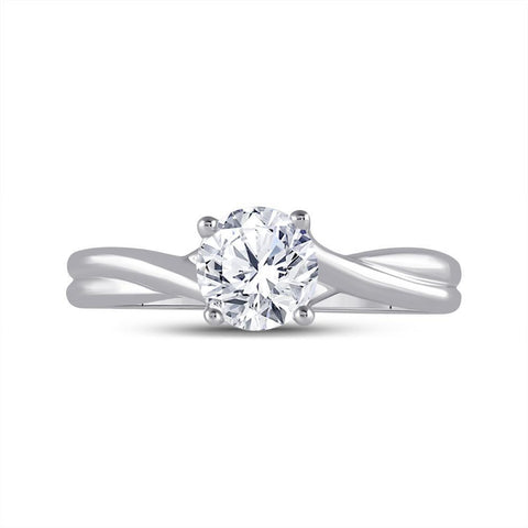 14kt White Gold Womens Round Diamond Solitaire Bridal Wedding Engagement Ring 1 Cttw