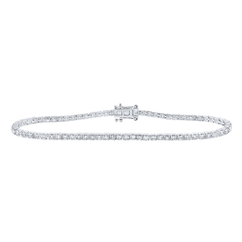 14kt White Gold Womens Round Diamond Single Row Tennis Bracelet 2-7/8 Cttw