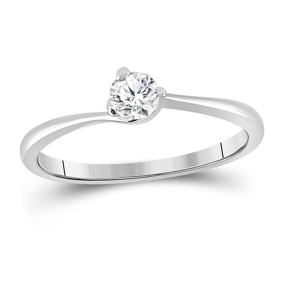 14kt White Gold Womens Round Diamond Solitaire Bridal Wedding Engagement Ring 1/4 Cttw