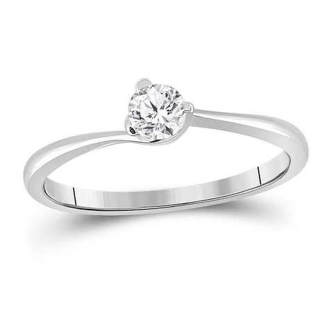 14kt White Gold Womens Round Diamond Solitaire Bridal Wedding Engagement Ring 1/4 Cttw