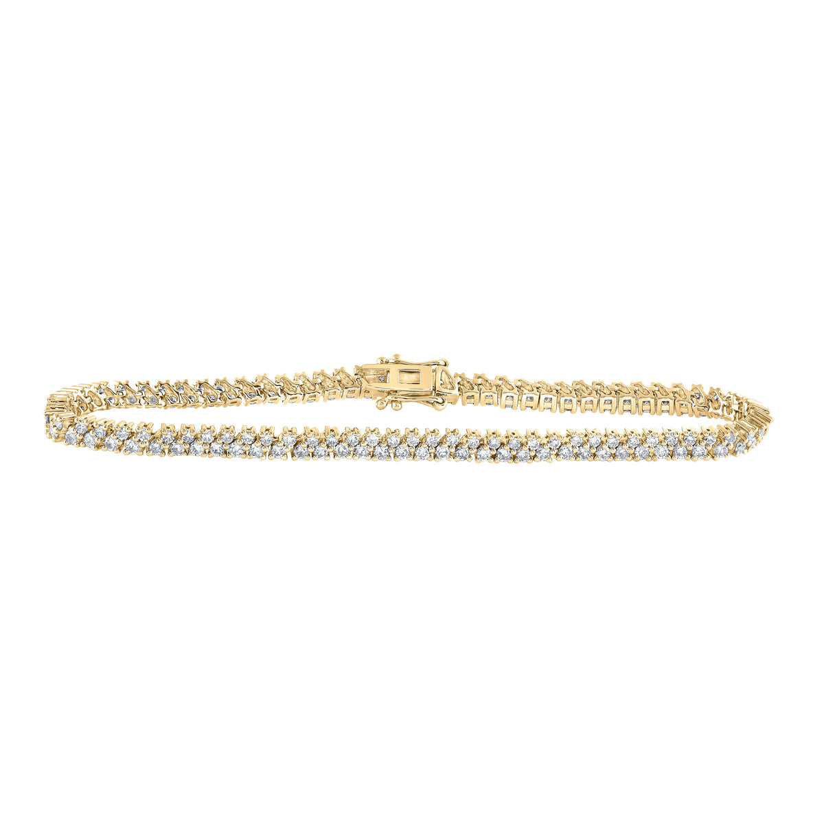 14kt Yellow Gold Womens Round Diamond Tennis Bracelet 2-7/8 Cttw