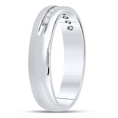 14kt White Gold Mens Machine Set Round Diamond Wedding Channel Band Ring 1/4 Cttw