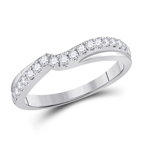 14kt White Gold Womens Round Diamond Contour Wrap Ring Guard Enhancer 1/3 Cttw