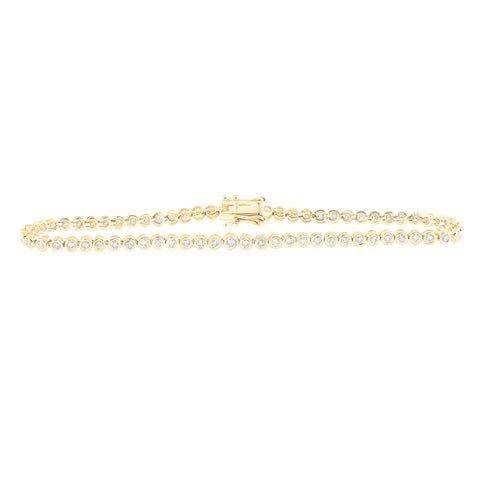 10kt Yellow Gold Womens Round Diamond Tennis Bracelet 7/8 Cttw